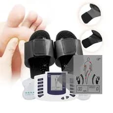 Aparelho de Massagem Terapia Tens Fes Fisioterapia Eletrochoque 4 Adesivos + Chinelo