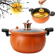 Panela Caçarola de Micro Pressão 8 Litros Abóbora 28cm Antiaderente Indução Cozinha