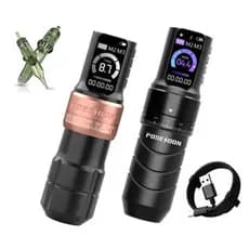 Maquina Pen Tattoo Poseidon  Fury Set Curso Ajustável e Bateria Integrada