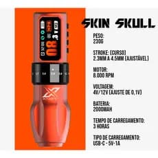 Máquina De Tatuagem Flip Skin Skull Bateria Ajuste De Curso