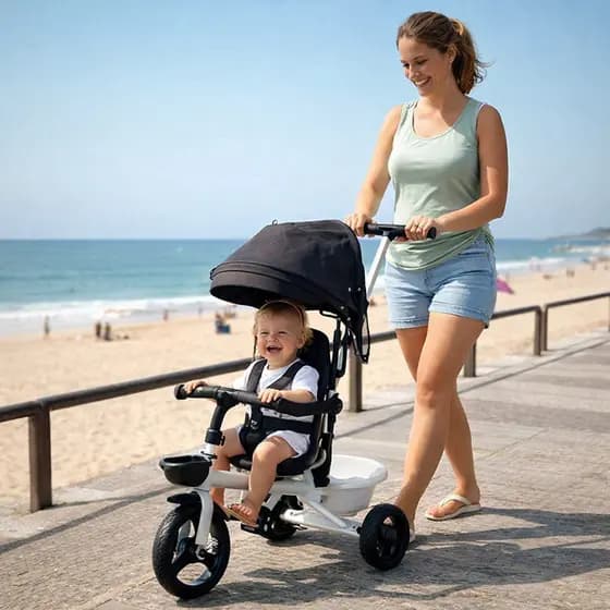 👼🏼Carrinho de Bebê com Empurrador Removivel  Triciculo Infantil Confort, Carrinho de Passeio