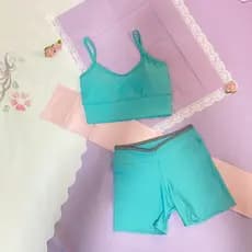 Conjunto Fitness Feminino Short e Top Academia com Bojo Verde G conjunto Vitória Florescer