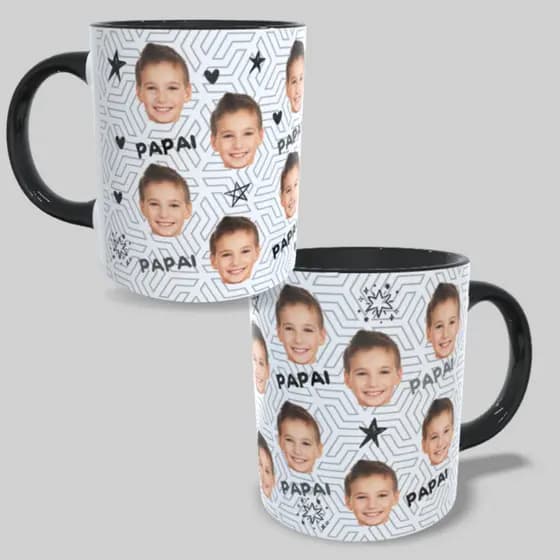 Caneca Personalizada Com Rostinhos Papai Dinda Mamãe Vovó Madrinha 325ml