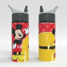 Garrafa De Alumínio Infantil Mickey Com Nome Personalizado
