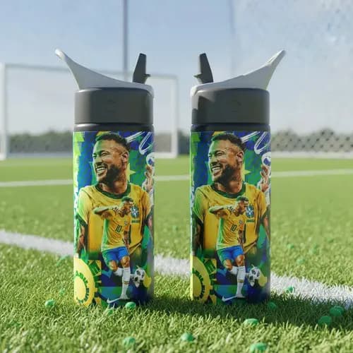 Garrafa Squeeze Neymar Futebol Nome Alumínio Personalizado