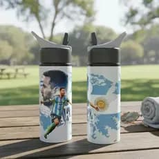 Garrafa De Alumínio Messi Argentina Copa Do Mundo Presente