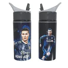Garrafa Infantil CR7 Cristiano Ronaldo Escolar com Nome Personalizado