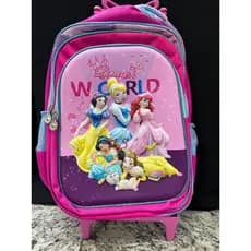 Mochila Infantil Escolar De Rodinha Das Princesas Rosa chiclete Impermeável