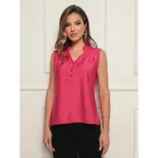 Blusa Feminino Sem Manga Com Botoes Na Frente