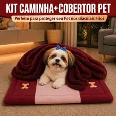 Kit Caminha Pet Tapete 70x50 + Manta Cobertor Soft Cachorro Gato Inverno Antialérgico Macio Lavável