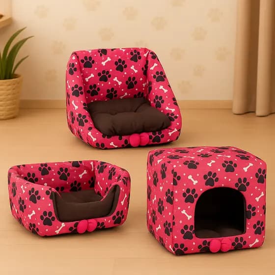 Cama Pet Cachorro Toca 3 em 1 Iglu Conforto Caminha Cães e Gatos Grande Média E Pequena