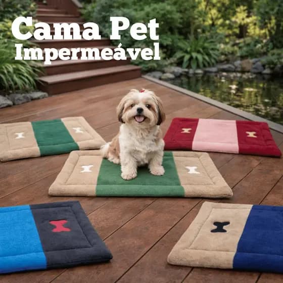 Kit Cama Cachorro Pet Atacado Fundo Impermeável Retangular Tapete Antialérgico 70x50 3 Ou 5 Peças