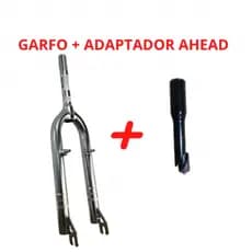 Garfo Rígido Cromado Aro 26 para Bicicleta com Suporte Freio Ferradura e V-Brake