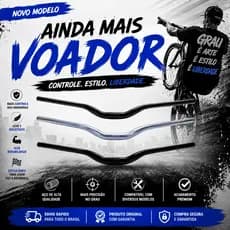 Guidão Voador MTB 31.8 780mm Alumínio Freestyle Wheeling Grau Bike Preto/Cromado