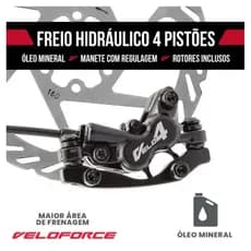 Freio Hidráulico 4 Pistões Veloforce Velo4 – 4 Pistões | MTB, Downhill e E-Bikes