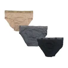 Cueca Adulto Slip Kit Com 3 Cinza Preto Bege Escuro Algodão