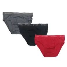 Cueca Adulto Slip Kit Com 3 Cinza Preto Vermelho Algodão