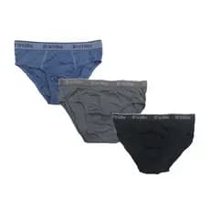 Cueca Adulto Slip Kit Com 3 Azul Cinza Preto Algodão