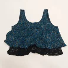 Batinha Azul com Renda em Preto - Peça Única