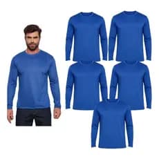 Kit 5 Camisetas Malha Fria Masculina Manga Longa Uniforme