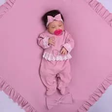 Saída Maternidade Para Bebê Menina Olivia 3 Peças 100% Algodão - a pronta entrega