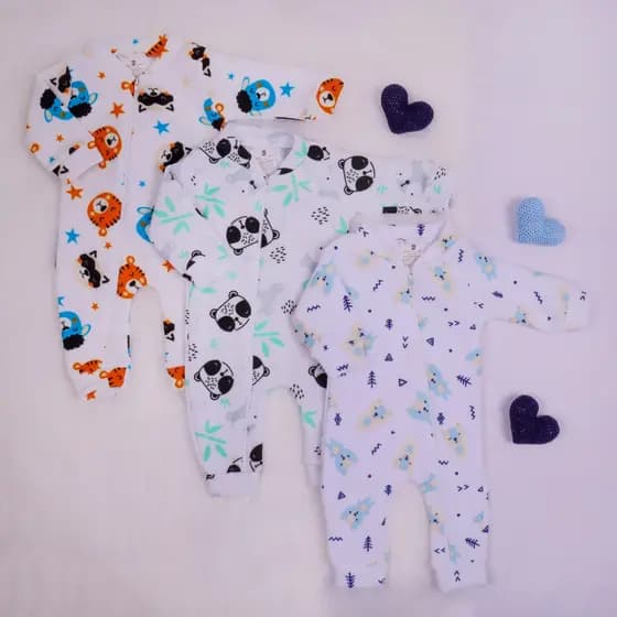 Combo 3 Macacão Bebe Masculino Menino em Soft Dia a Dia Confortavel