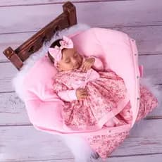 Saida de Maternidade Para Bebê Menina Yasmin Floral Luxo com Porta Bebê