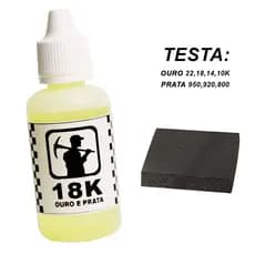 Kit Teste de Ouro Prata Joias Liquido 18k e Pedra de Toque com Nota Fiscal