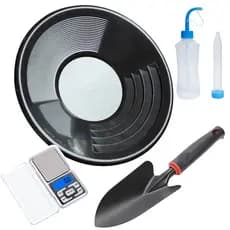 Kit Garimpo 4 peças Bateia Americana Pazinha Sugador Balança