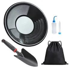 Kit Garimpo 4 peças Bateia americana Pazinha Sugador Mochila Saco Discreto