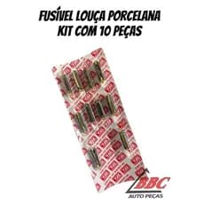 Kit 10 Fusível Louça Vw Fusca / Brasilia / Kombi / Passat / Gol / Voyage / Parati / Embalagem Com 10 Fusíveis
