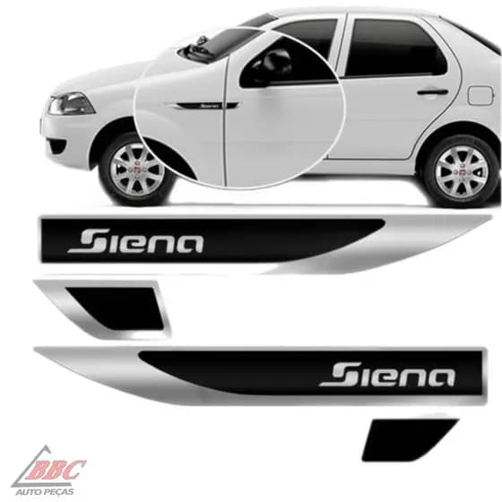 Par Emblema Lateral Resinado Aplique Adesivo Paralama Porta Siena TODOS