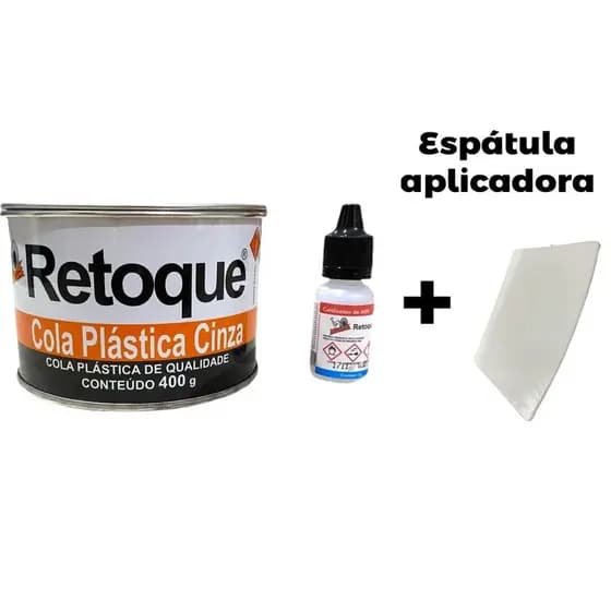 Massa Plastica Cinza C/ Catalizador 400gr + Espatula aplicadora