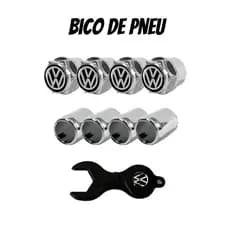 Bico De Pneu Cromado Tampa Pino Roda Válvula Antifurto Várias Montadoras
