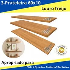 kit 3 prateleira Louro Freijó 60x10 porta livro Sala Quartos Cozinha Banheiro 100%MDF Envio Imediato