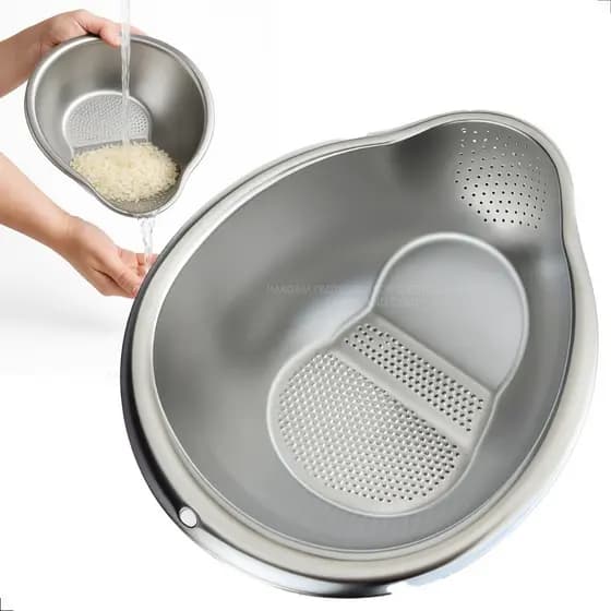 Escorredor De Arroz Inox Profissional 24cm Lavador Alimentos