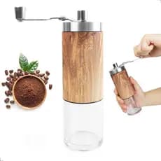 Moedor De Café Manual Madeira E Inox Ajuste Moagem Cerâmica