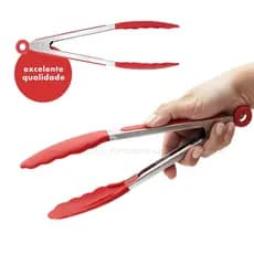 Pegador Em Silicone e Inox para Cozinha Saladas, Carnes e Alimentos Grande