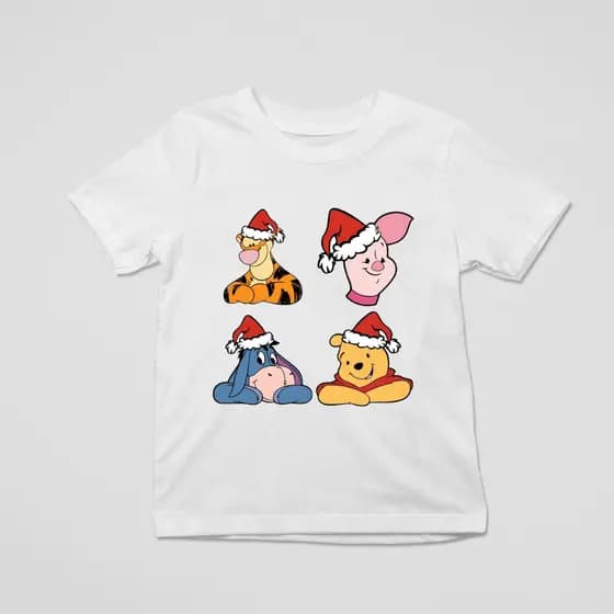 Camiseta Infantil Turma Ursinho Pooh Lindas Cores 100% Algodão Malha Reforçada Natal 2025