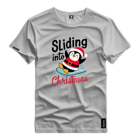 Camiseta de Natal Estampa Pinguim Sliding  Malha Reforçada 100% Algodão Conforto e Estilo