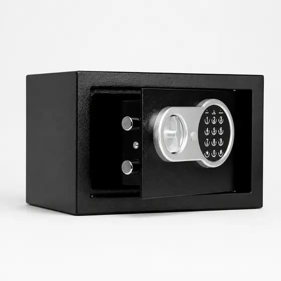 Cofre Eletrônico Digital Navalha Senha Chave Seguro 31x20x20 Preto Escritório Resistente Segurança
