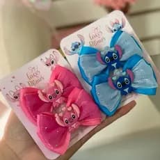 Par de Laços Stitch e Angel bico de pato ou faixinha de cabelo para meninas