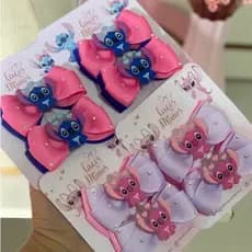Laços de cabelo Stitch e Angel Par de Laços bico de pato ou Faixinha para meninas