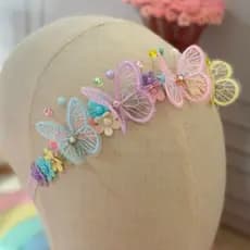 Faixa Laço Jardim Encantado / Tiara de Borboletas para meninas aniversário jardim encantado