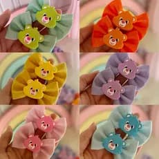 Par de Laços Ursinhos Carinhosos coloridos com brilho bico de pato/xuxinha/faixinha de cabelo para meninas