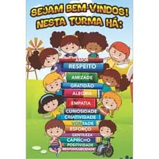 Banner TURMA Sejam Bem-Vindos Escolar decoração sala aula pedagógico Campeão de Vendas Acolhimento..