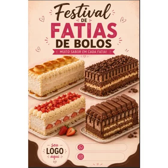 Banner em lona  Festival de Fatias de Bolos – confeitaria artesanal bolos propaganda propaganda personalizado