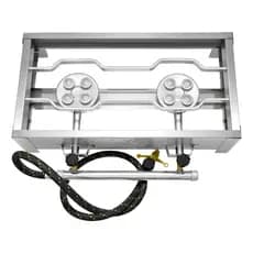 Fogão Alta Pressão Industrial Portátil Maxfer 2 Bocas Inox Gás Chama Ajustável