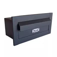 Caixa Correio Carta Luxo com Aba - Para Muro Parede de Embutir - 14cm Profundidade - Preto Fosco Qualidade