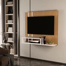 Painel Para Tv Até 55 90cm Mdp 12mm Com Nicho Pompéia Cor Ripado/off White